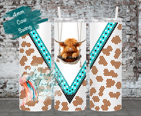 Highland Cow 4mm/SS16 20oz SUBLIMATION rhinestone tumbler template