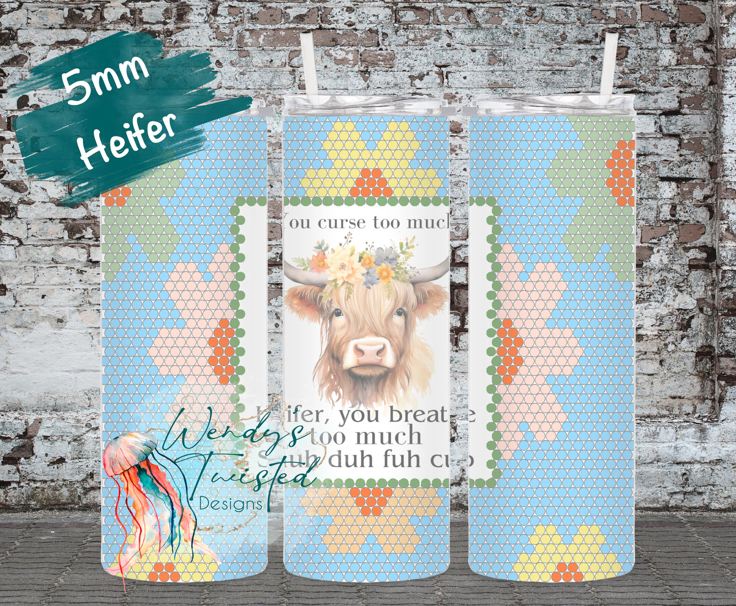 Heifer 5mm/SS20 20oz SUBLIMATION rhinestone tumbler template