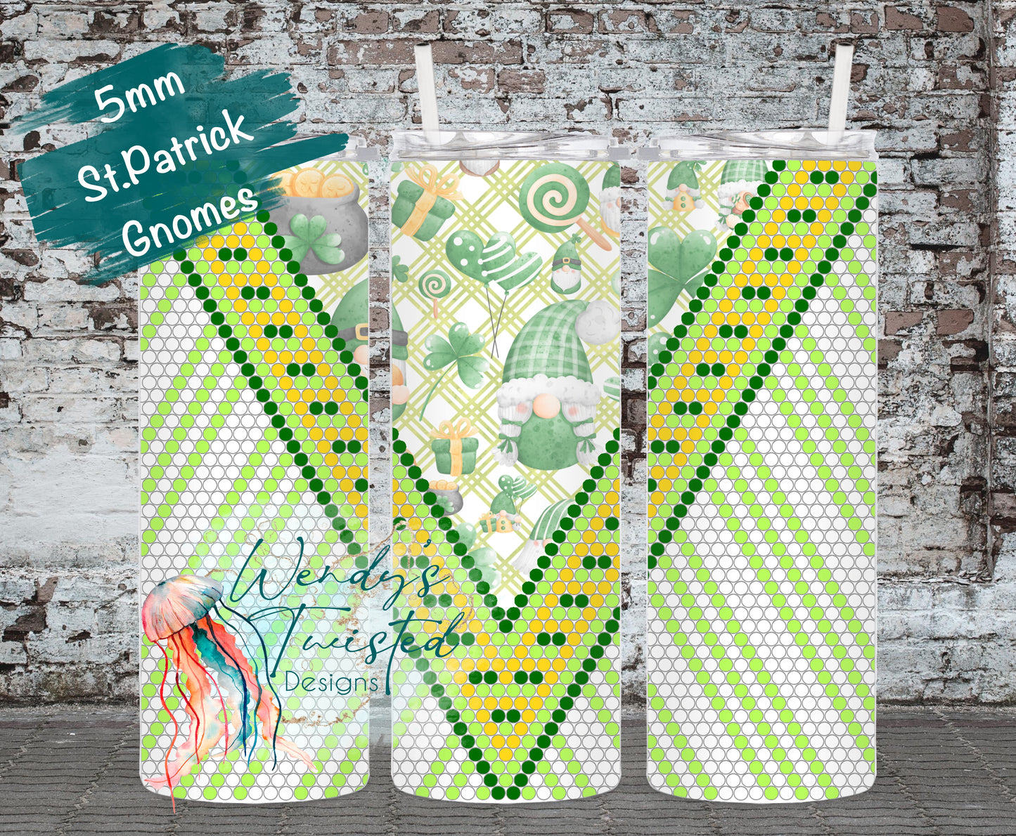 St. Patty 5mm/SS20 20oz SUBLIMATION rhinestone tumbler template