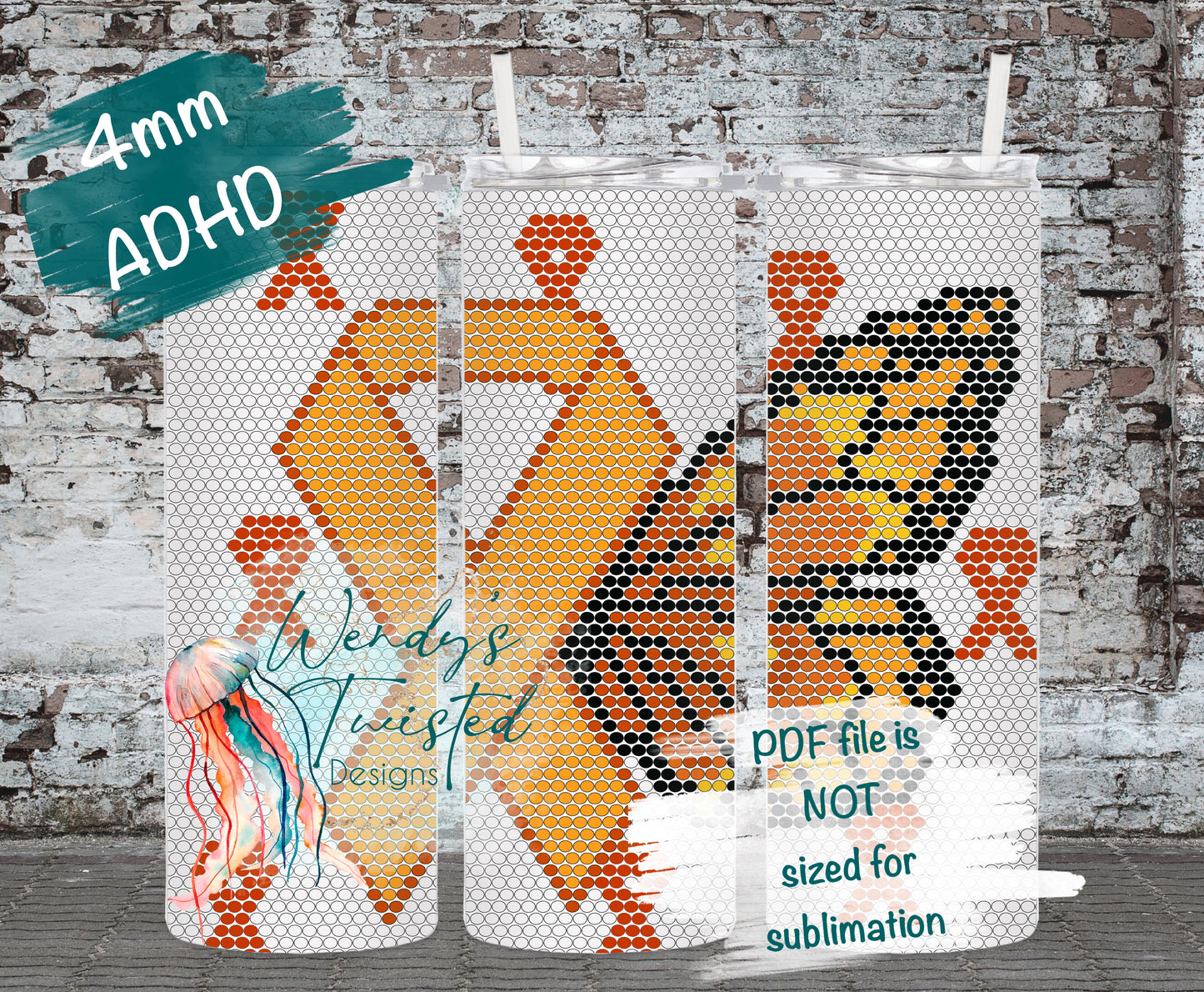 ADHD Awareness Bundle 4mm/SS16 Rhinestone Tumbler Template