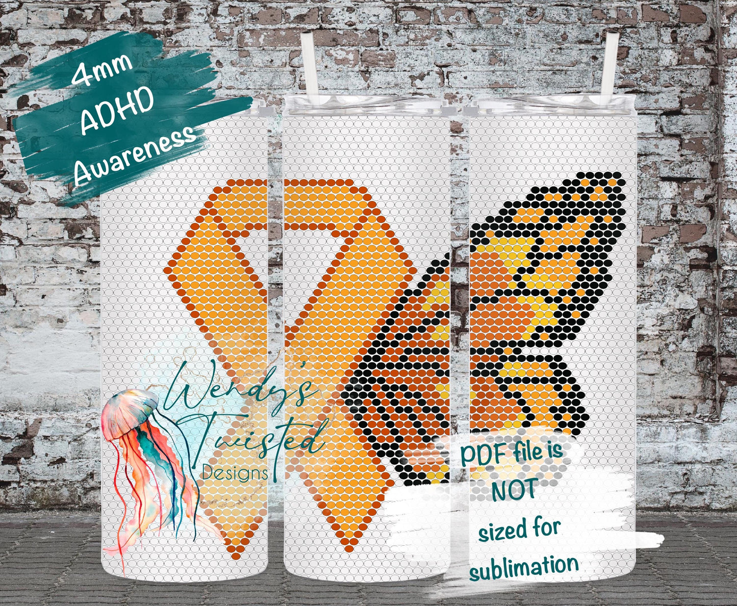 ADHD Awareness Bundle 4mm/SS16 Rhinestone Tumbler Template