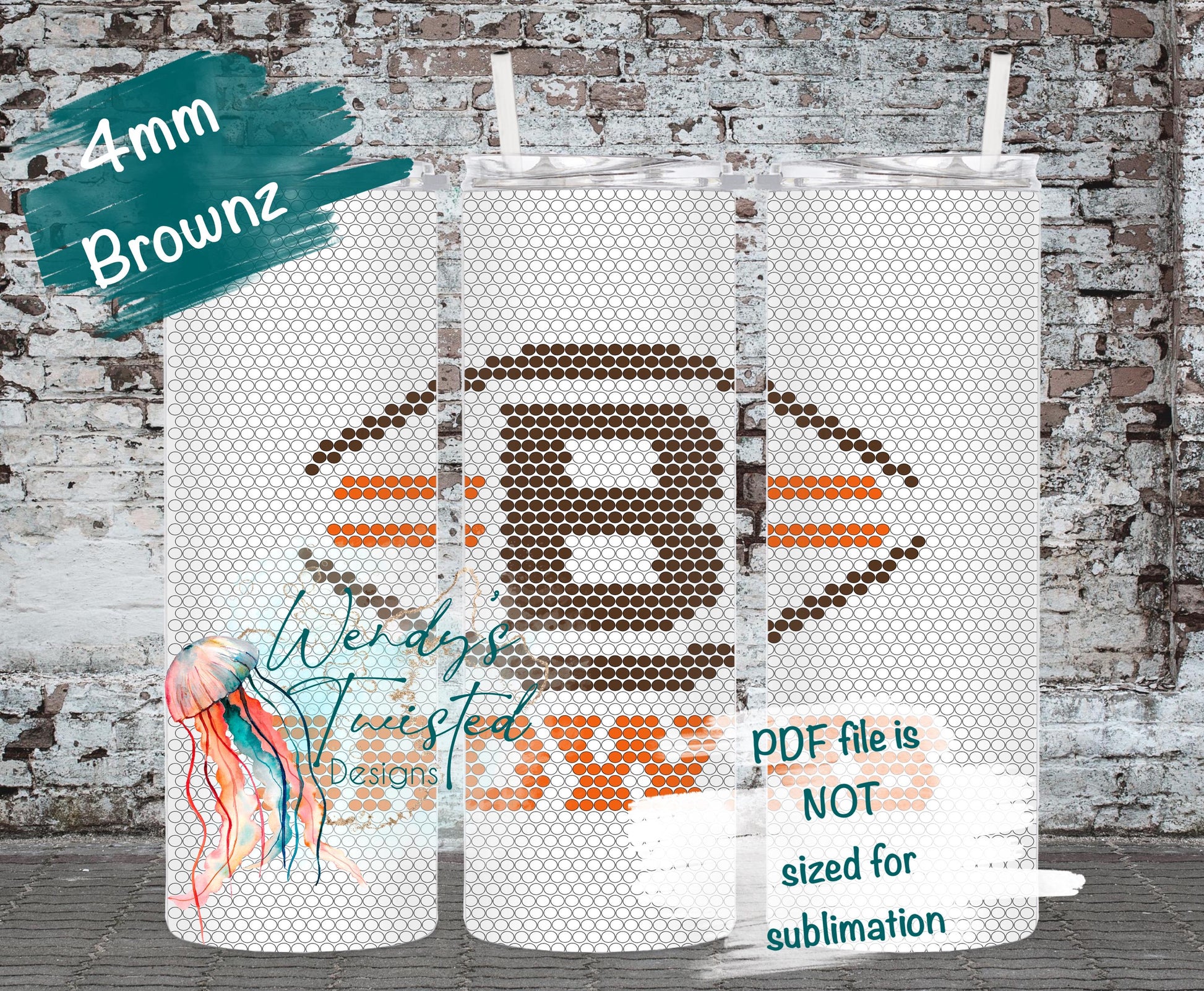 The Browns 4MM/ SS16 Rhinestone Tumbler Templates