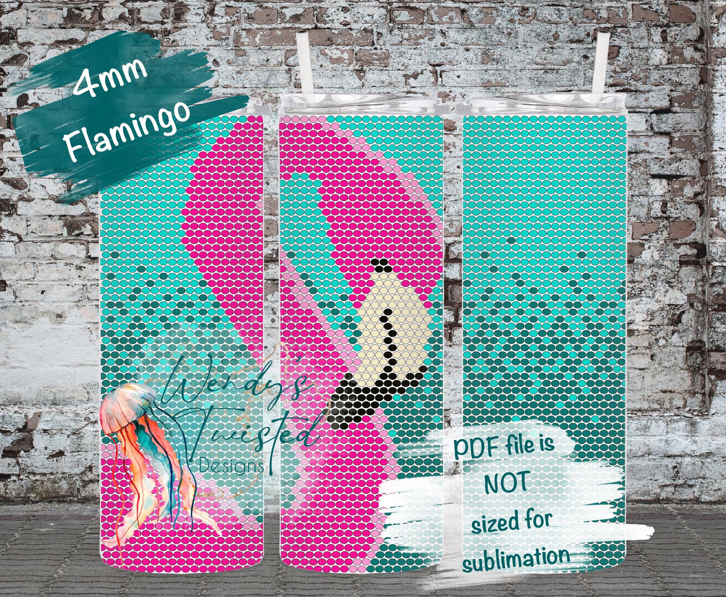 Flamingo 4MM/ SS16 Rhinestone Tumbler Templates