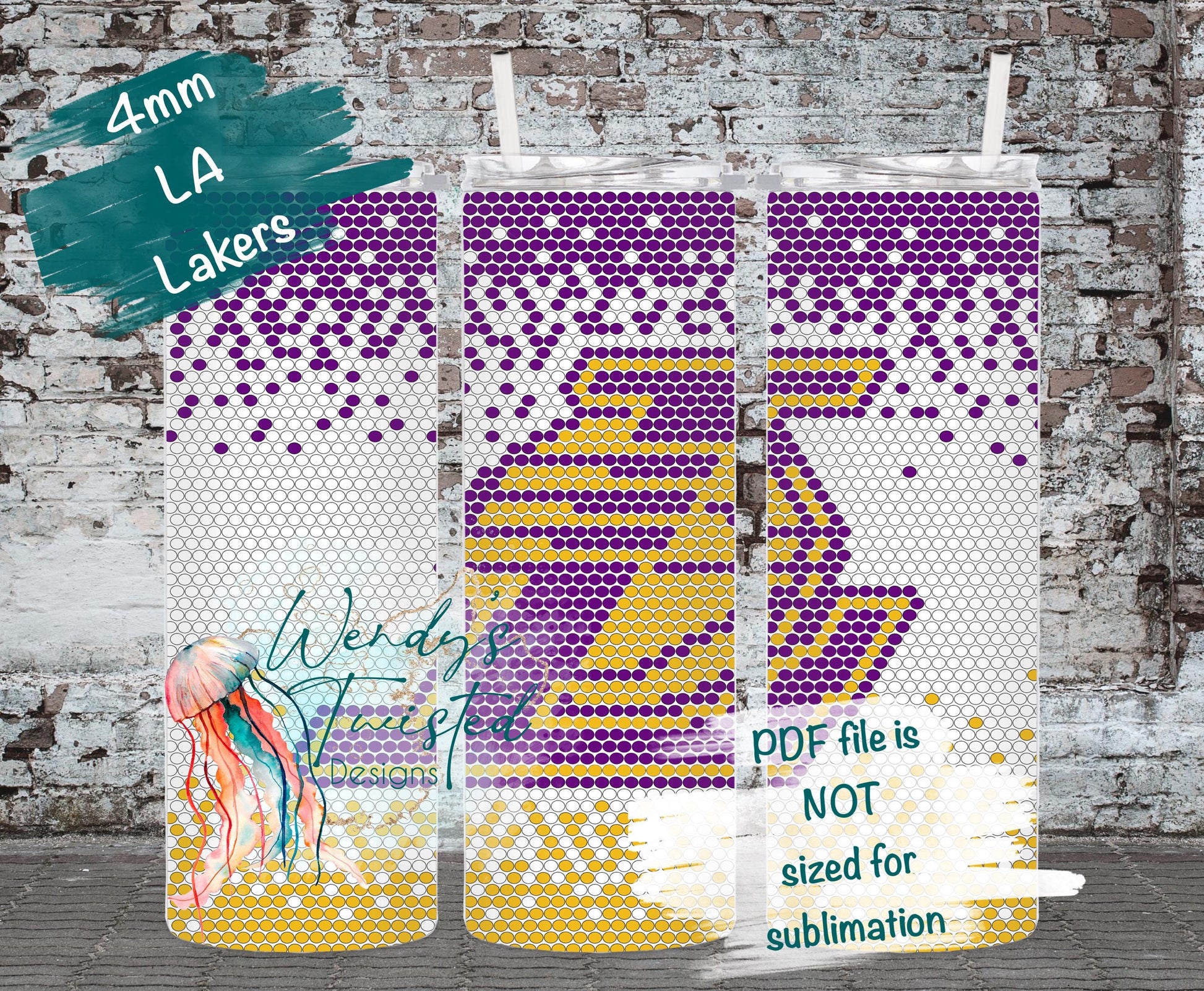 L.A. Ballers 4MM/ SS16 Rhinestone Tumbler Templates