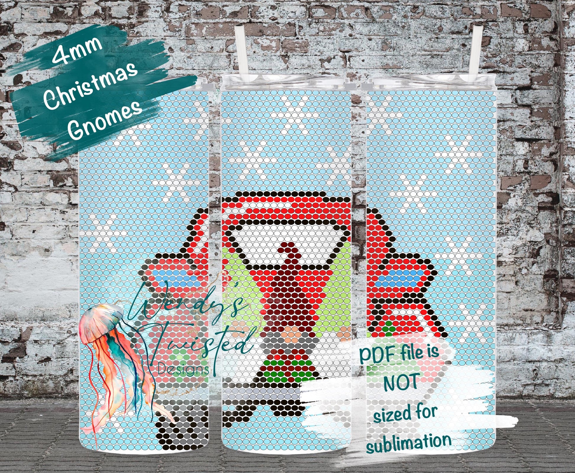 Christmas Gnome Truck 4MM/ SS16 Rhinestone Tumbler Templates