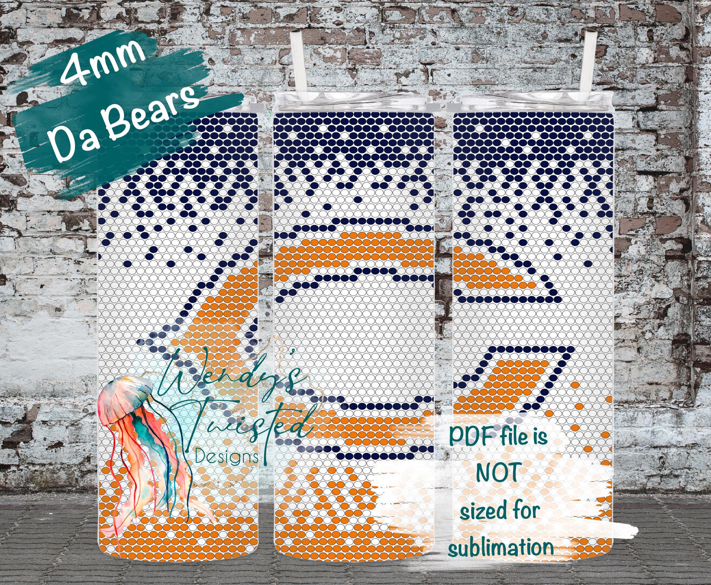 Da Bears 4MM/ SS16 Rhinestone Tumbler Templates